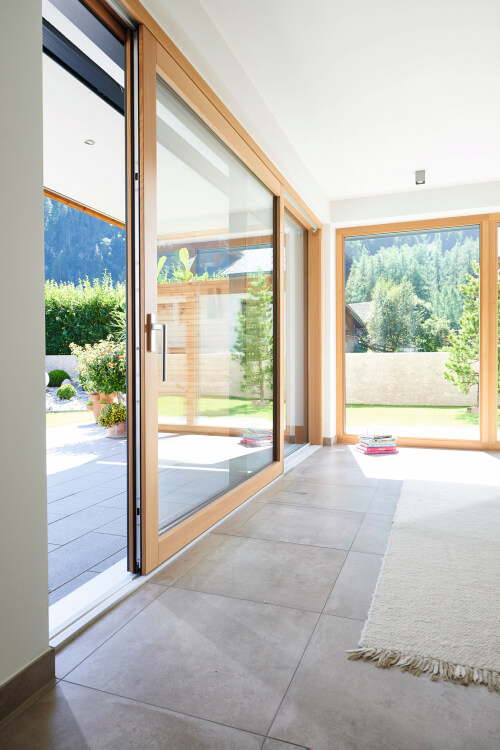 baie vitrée coulissante bois